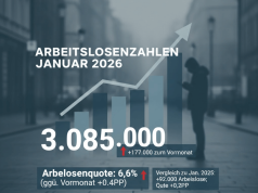 Arbeitslosigkeit steigt im Januar auf über 3 Millionen