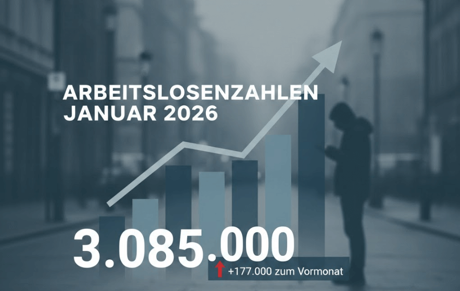 Arbeitslosigkeit steigt im Januar auf über 3 Millionen